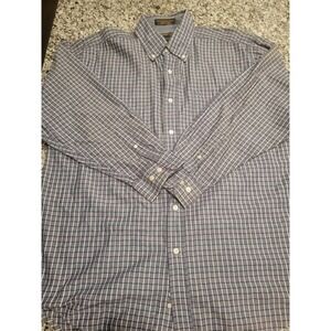 Alexander Julian Colours Mens Large Blue Tattersall Check Button Down Shirt L